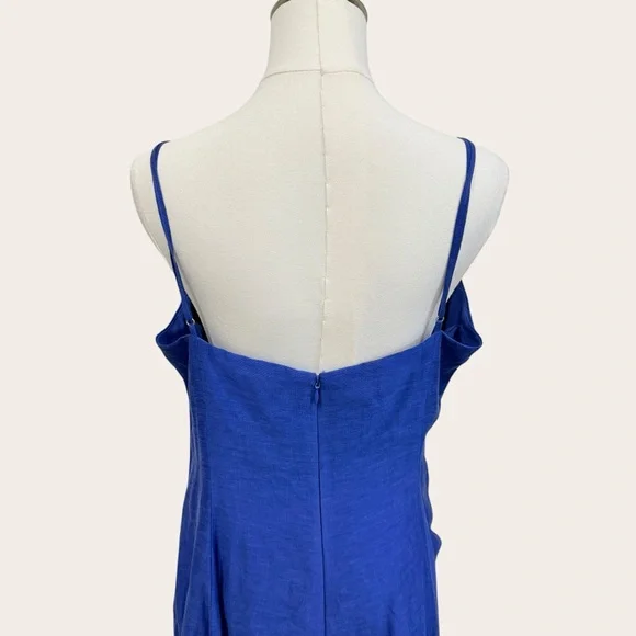 Muse by Marchesa SZ 12 Hydrangea A-Line Sleeveless Linen Blend Dress Agean Blue - Picture 8 of 16